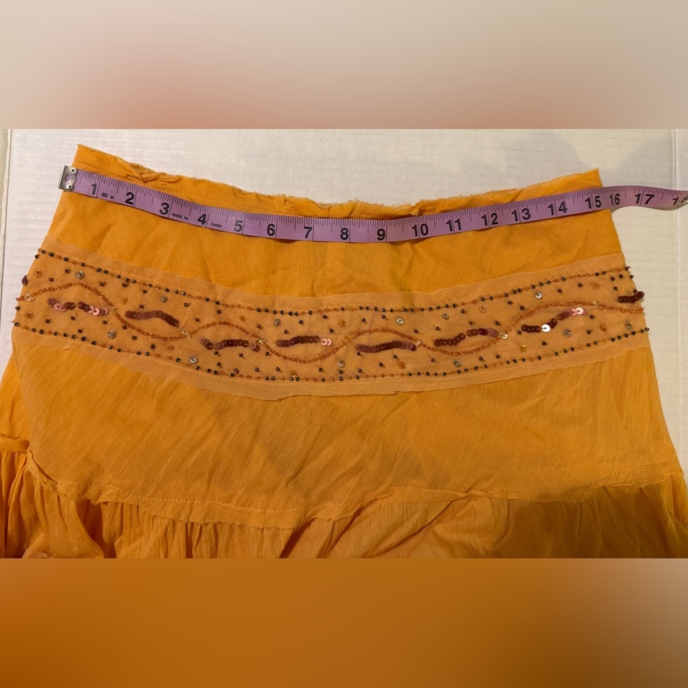 Angel Nina Vtg Bright Orange Embellished Layered Ruffle Midi Skirt- France - Picture 10 of 11